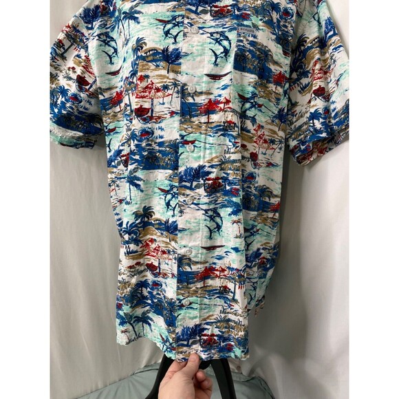Columbia Men’s Hawaiian Shirt Multicolor Button-Down Short Sleeve Size XL - Picture 4 of 13